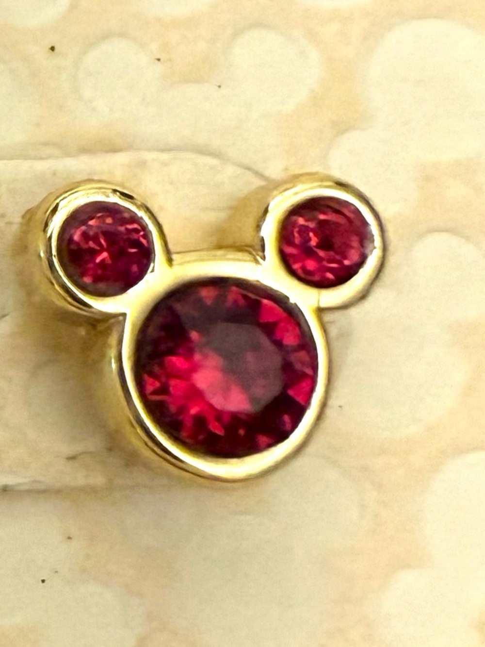 Disney Gold-Tone Mickey Crystal Stud Earrings in Red, January